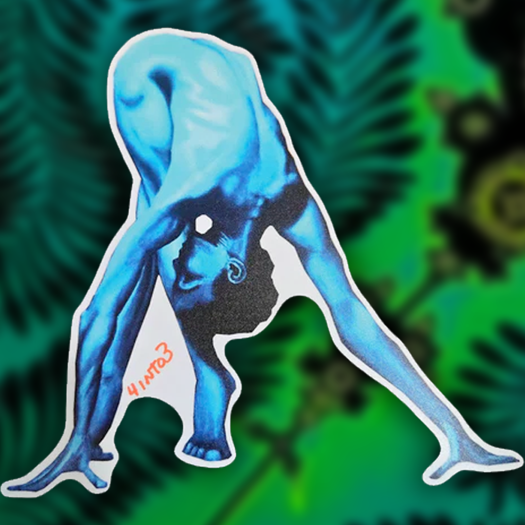 The Temple Sticker by 4into3 showing a blue woman inspired by spiritual visionary art on waterproof vinyl sticker